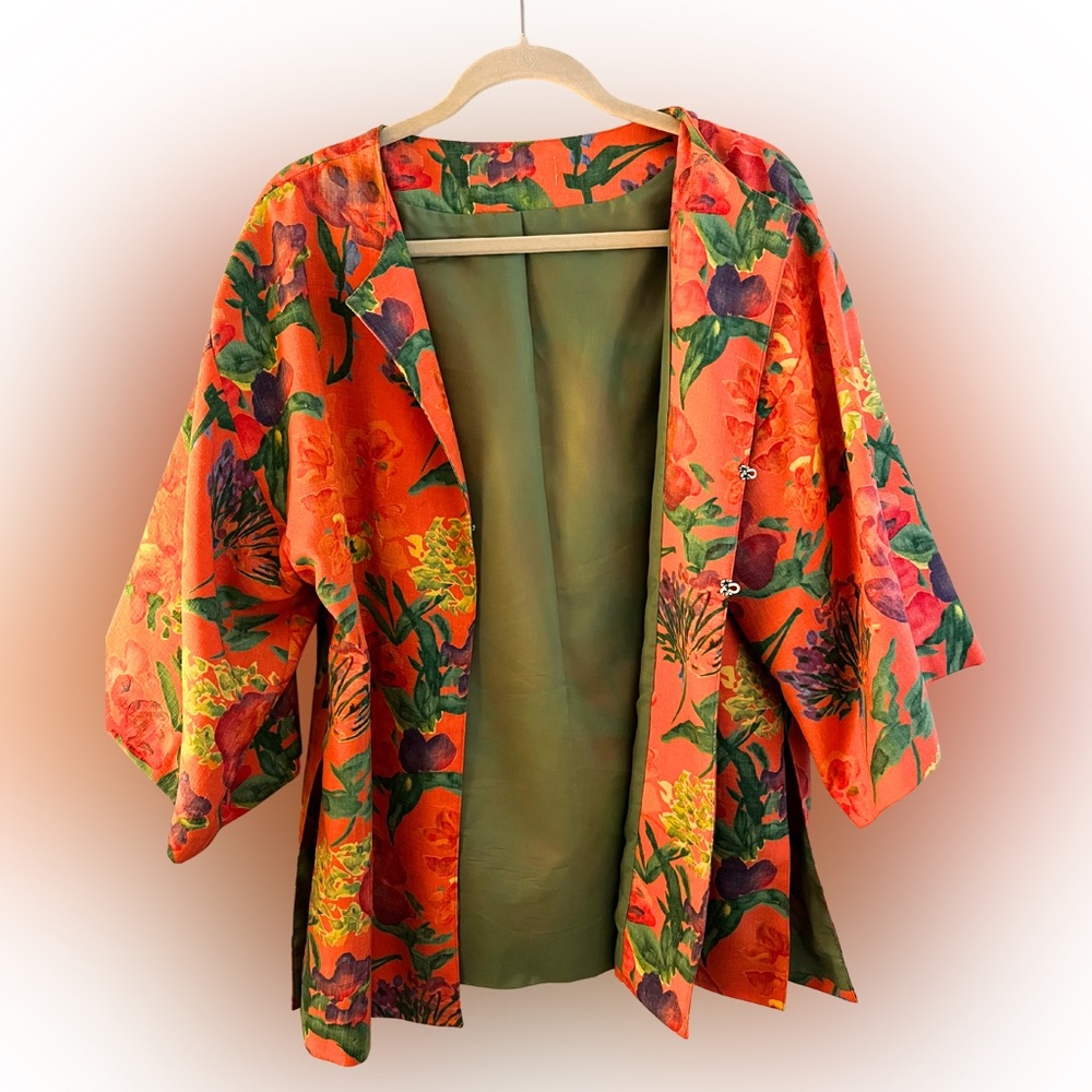 Vintage Floral Orange Blazer